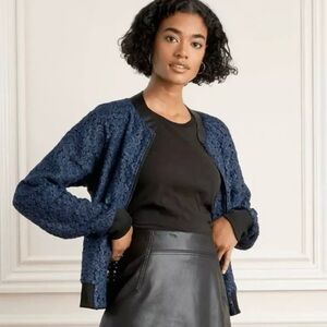 Stella & Dot Navy Lace Bomber Jacket